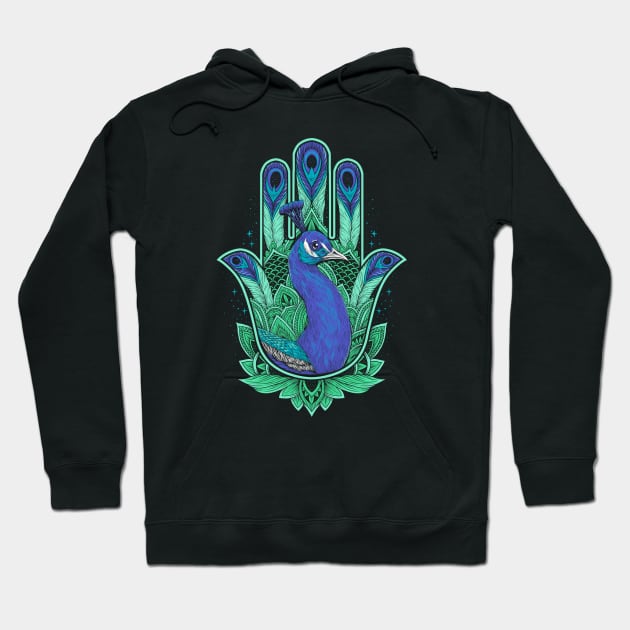 Peacock Hamsa Hoodie by damzu